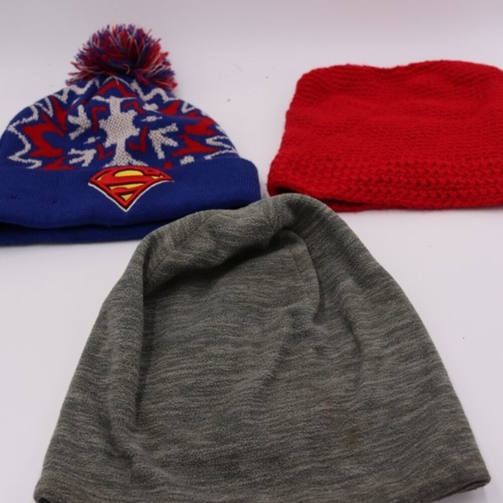 Superman Pompom Beanie Winter Hat Lot of 3